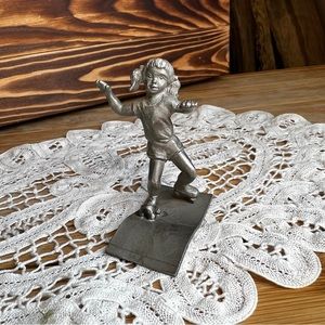 Rawcliffe Pewter P Davis Rare Vintage Roller Skating Girl Signed Dated 1977